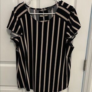 Adrianna Papell Black and White Striped Blouse